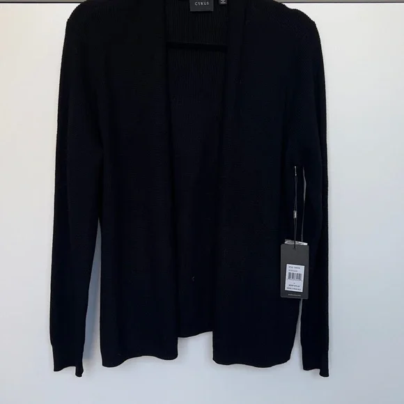 Cyrus Black Open-Front Lightweight Cardigan - Picture 3 of 6